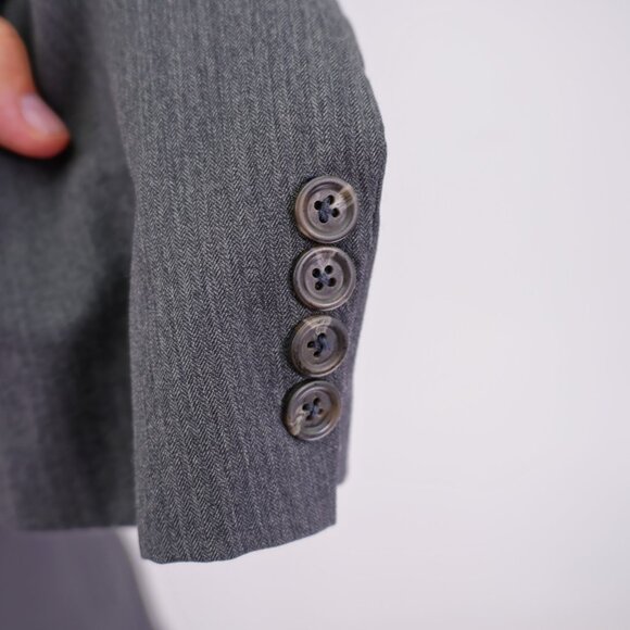 Ralph Lauren Blue Label Wool Gray Herringbone 3 Button Blazer 44L - Picture 3 of 12